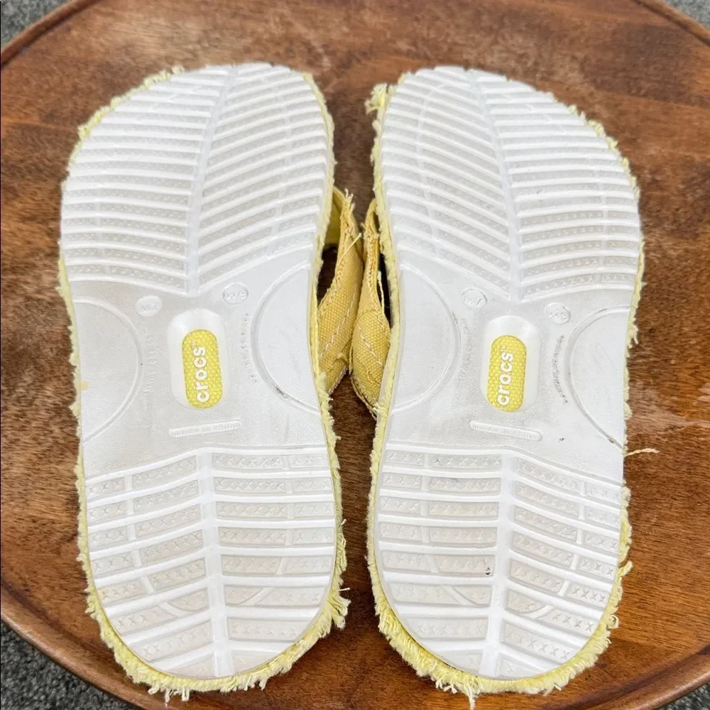 CROCS Sandals Wm 9 Mens 7 Melbourne Flip Flop Mellow Yellow Oyster White Fabric